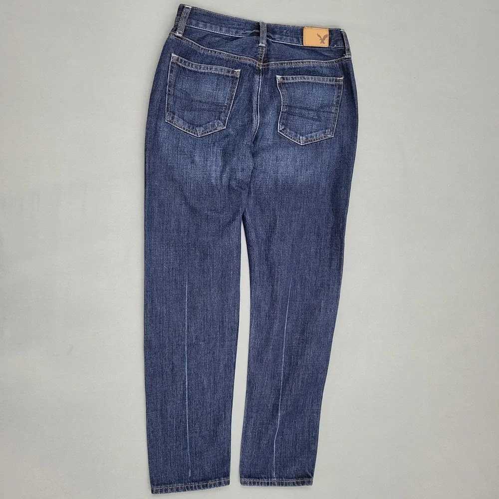 American Eagle Vintage Hi-Rise Button Fly Straight Leg Jeans Dark Wash Womens 4‎